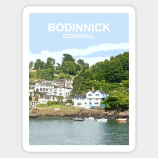 Bodinnick, Fowey Cornwall. Cornish Travel location poster Sticker